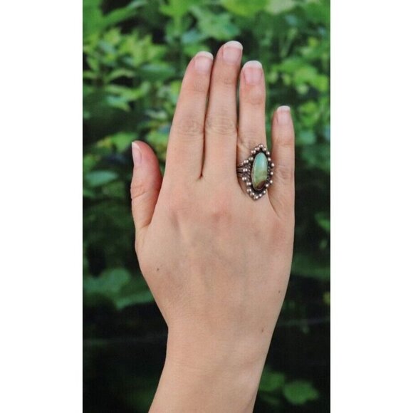 Sterling Silver Natural Turquoise Ring Size 7 3/4 - Picture 2 of 7